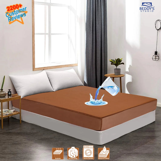 Brown Waterproof Mattress Protector - King Size